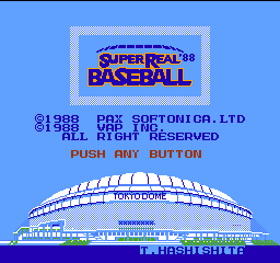 Super Real Baseball '88 (Japan) Title Screen